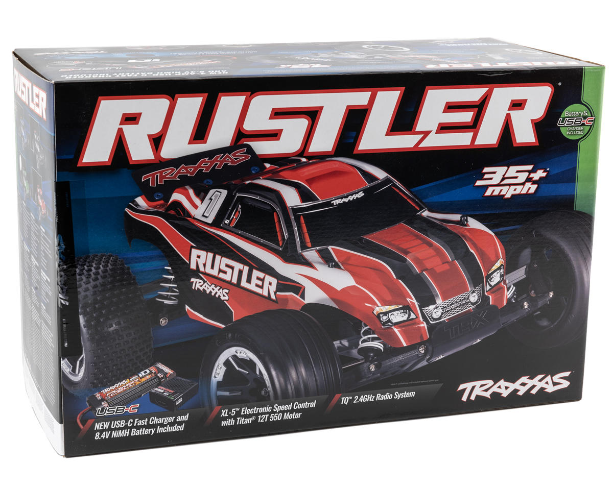 Traxxas - Rustler 1/10 Scale Stadium Truck with TQ™ 2.4 GHz radio system, Roja