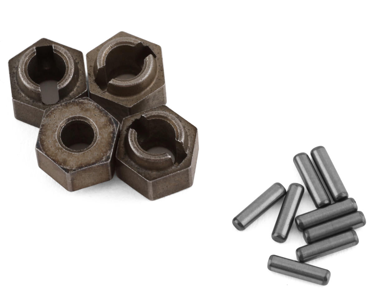 Traxxas - Wheel hubs, 7mm hex (steel) (4)/ axle pins (8)