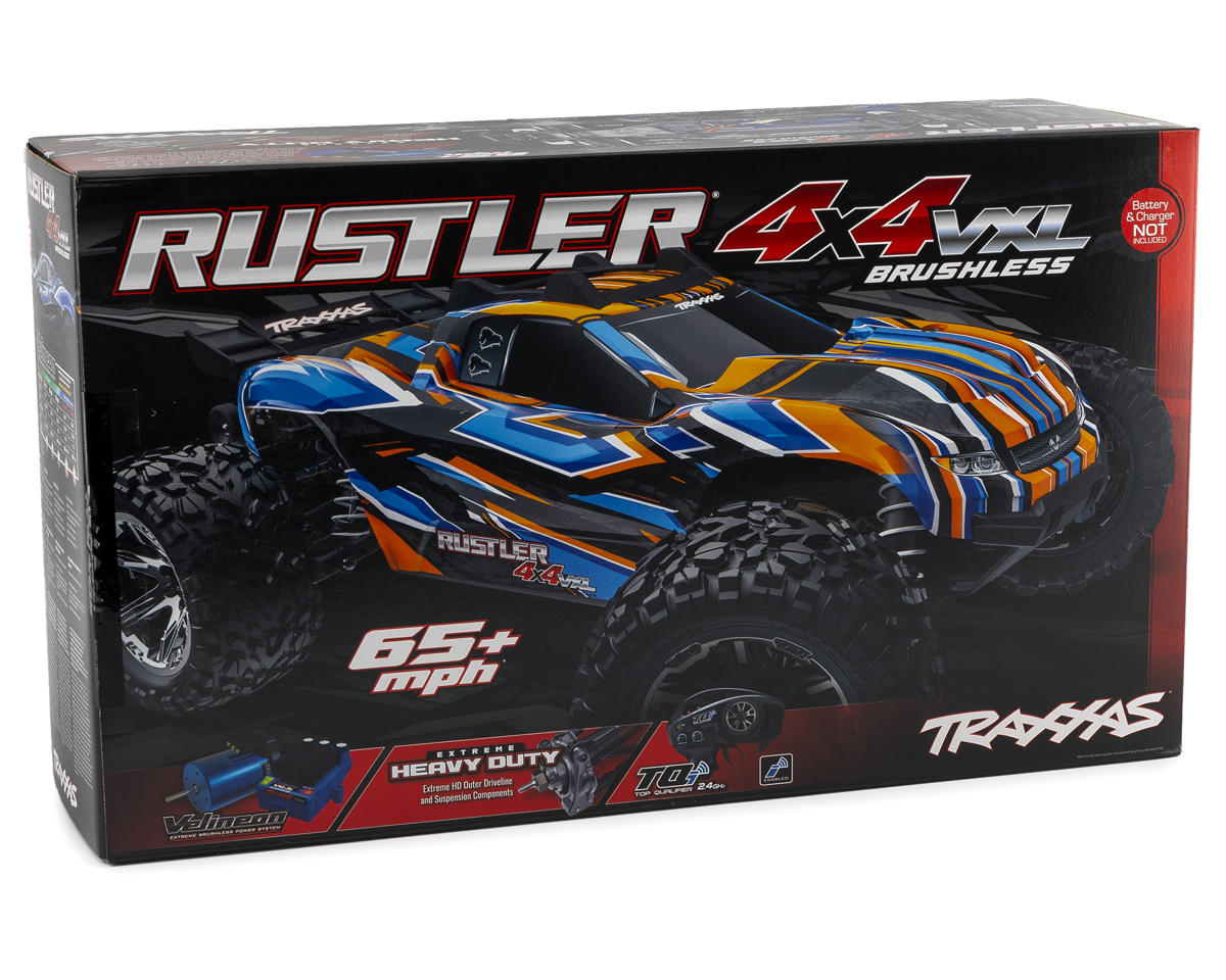 Traxxas - Rustler 4x4 VXL Brushless RTR 1/10 4WD Stadium Truck w/TQi 2.4GHz Radio & TSM, Naranja