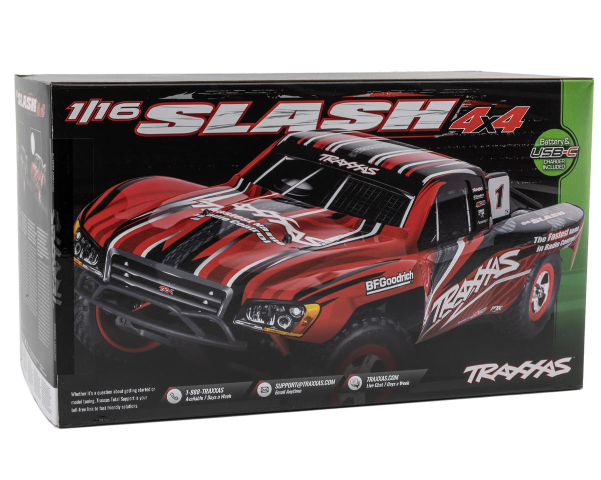 Traxxas - Slash 4X4 Performance 1/16 Scale, Battery & USB-C Charger Included, Red