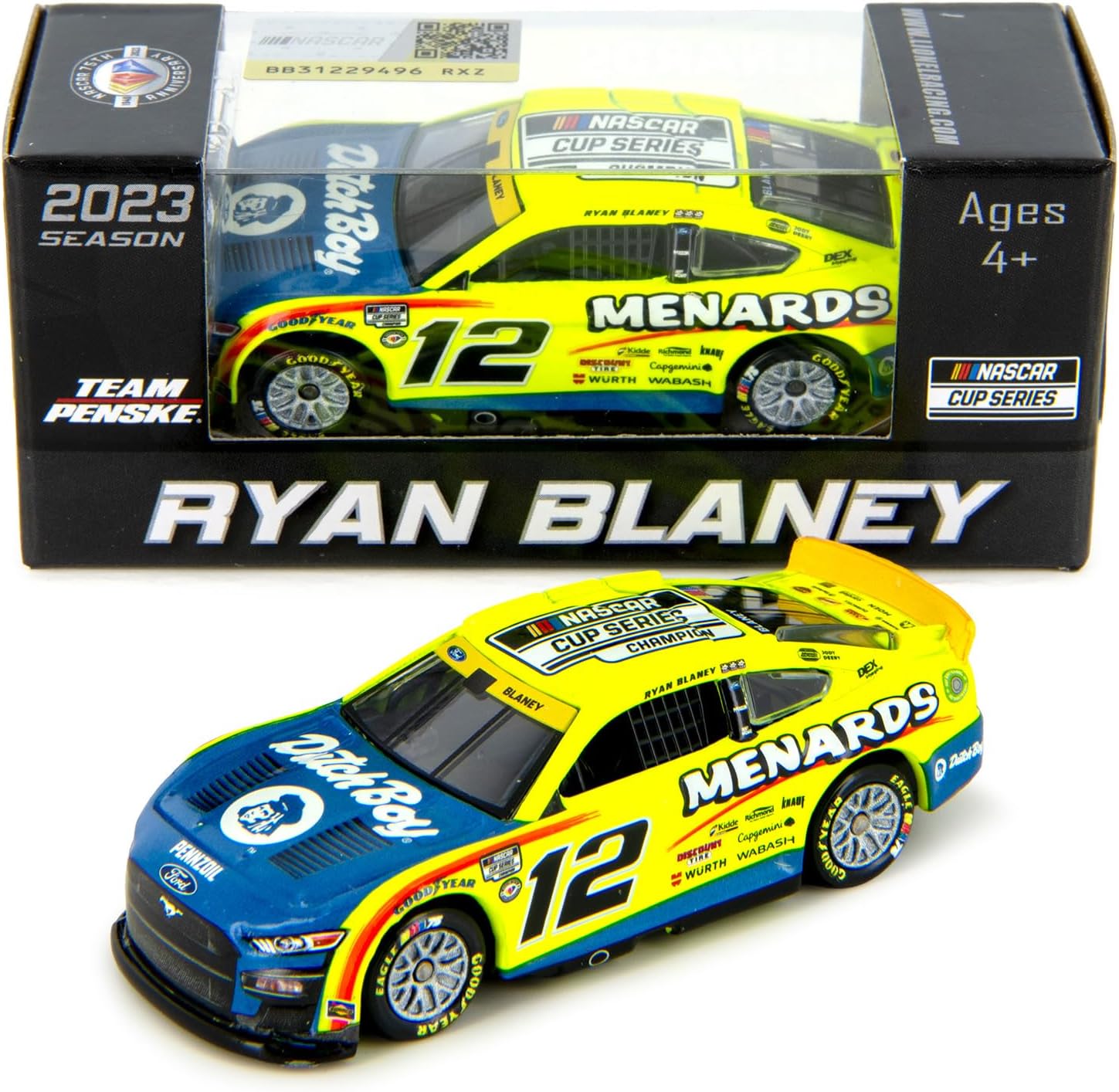 Lionel Racing - Ryan Blaney #12 Menards Dutch Boy Champion 2023 Mustang, escala 1:64