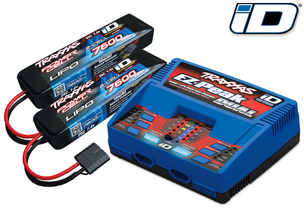 Traxxas - Battery/charger completer pack (includes #2972 Dual iD charger (1), #2869X 7600mAh 7.4V 2-cell 25C LiPo iD® Battery (2))