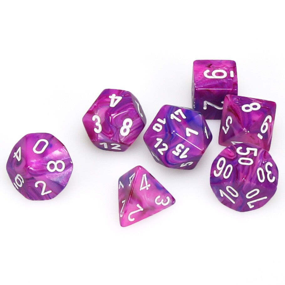 CHESSEX - Festive Violet - White Polyhedral 7 - Dice Set