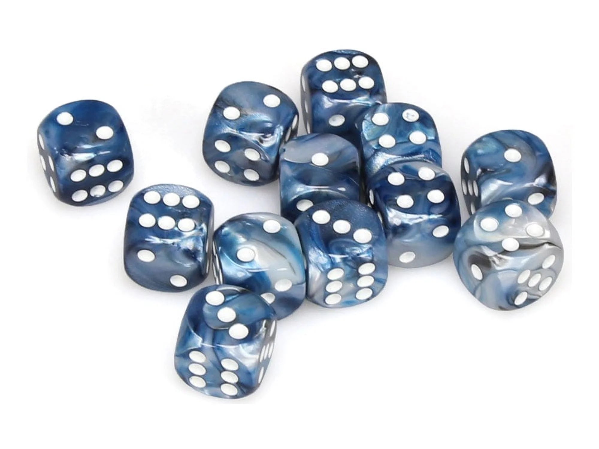 CHESSEX - Lustrous Slate - White 16mm d6 Dice Block (12 dice)