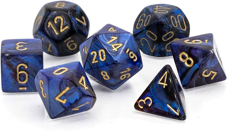 CHESSEX - Scarab Royal Blue - Gold Polyhedral 7 - Dice Set