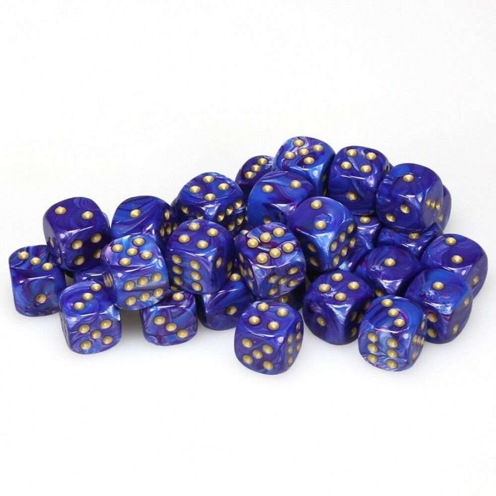 CHESSEX - Lustrous Purple - Gold 12mm d6 Dice Block (36 dice)