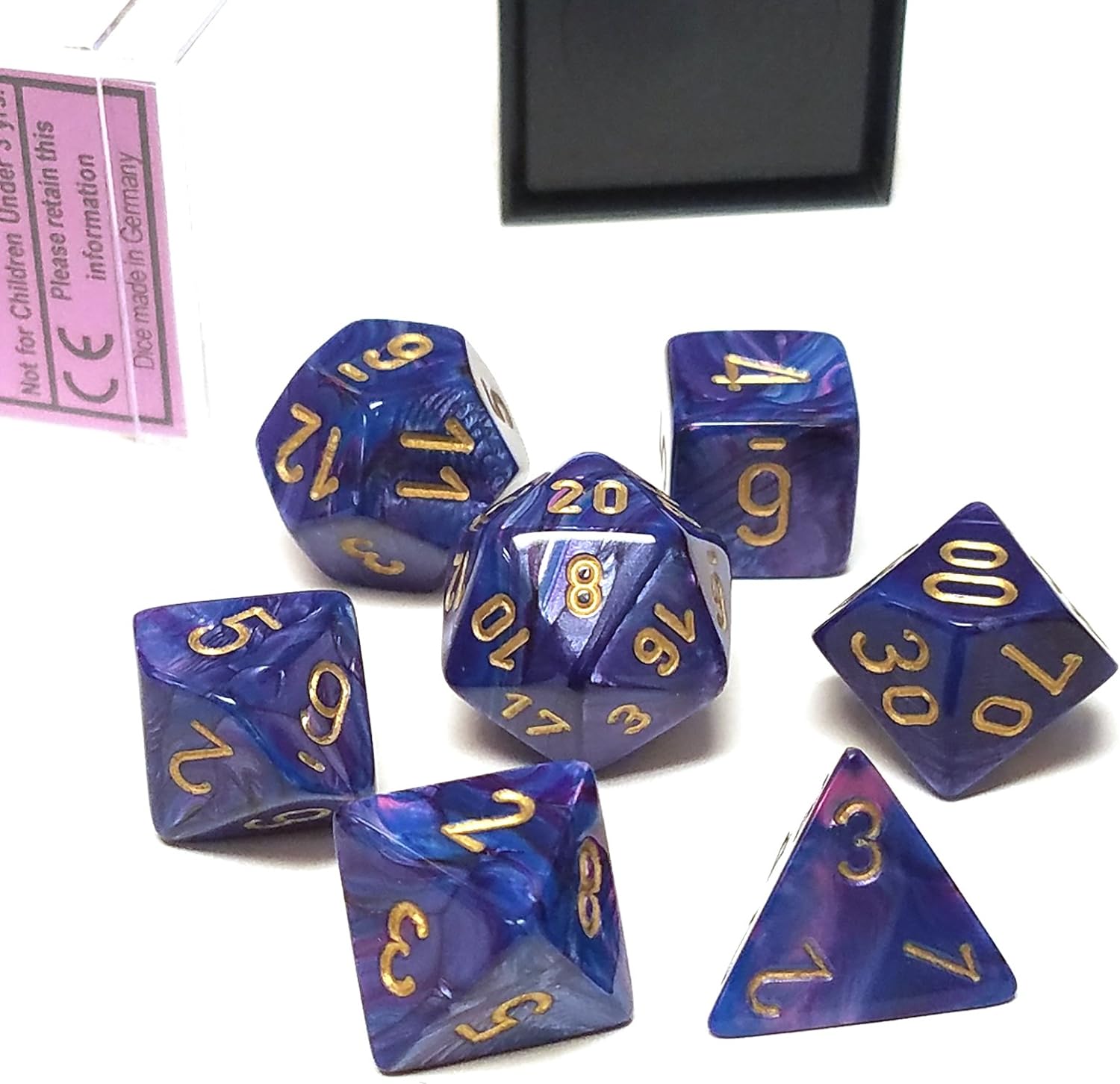 CHESSEX - Lustrous Purple - Gold Polyhedral 7 - Dice Set