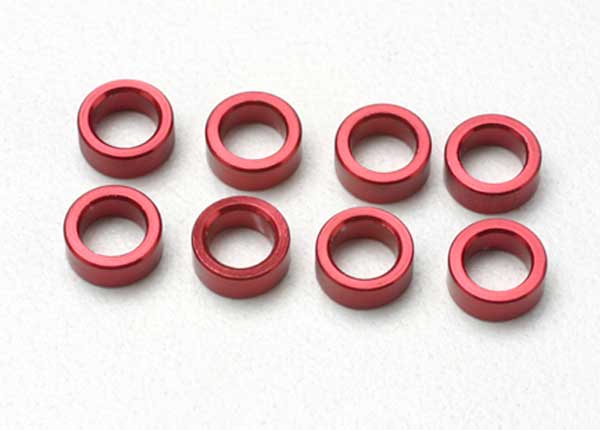 Traxxas - Spacer, pushrod (aluminum, red) (use with 5318 or 5318X pushrod and 5358 progressive 2 rockers) (8)