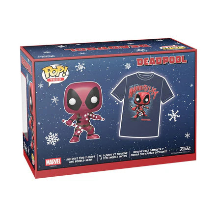 FUNKO POP & Tee: Marvel - Playera Grande con Deadpool Navidad