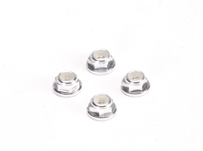 PN Racing - Alm. 2mm Flanged Wheel Lock Nut - Silver