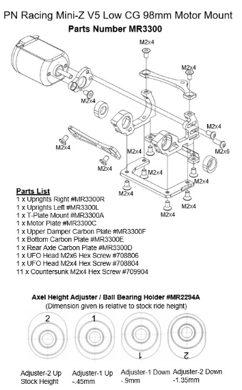 PN Racing - Mini-Z V5 LCG 98mm Motor Mount (Black)