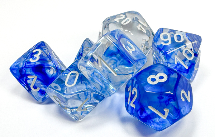 CHESSEX - Nebula - Dark - Blue - White - 7 Dice Set