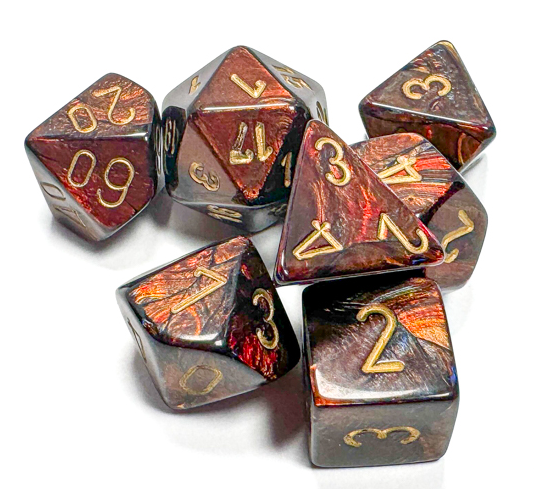 CHESSEX - Scarab - Blue - Blood - Gold - 7 Dice Set