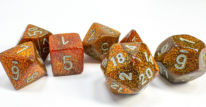 CHESSEX - Glitter - Gold - Silver - 7 Dice Set