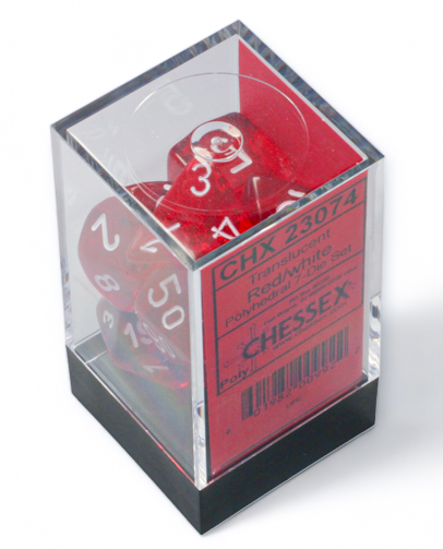 CHESSEX - Translucent - Red - White - 7 Dice Set