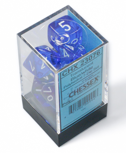 CHESSEX - Translucent - Blue - White - 7 Dice Set