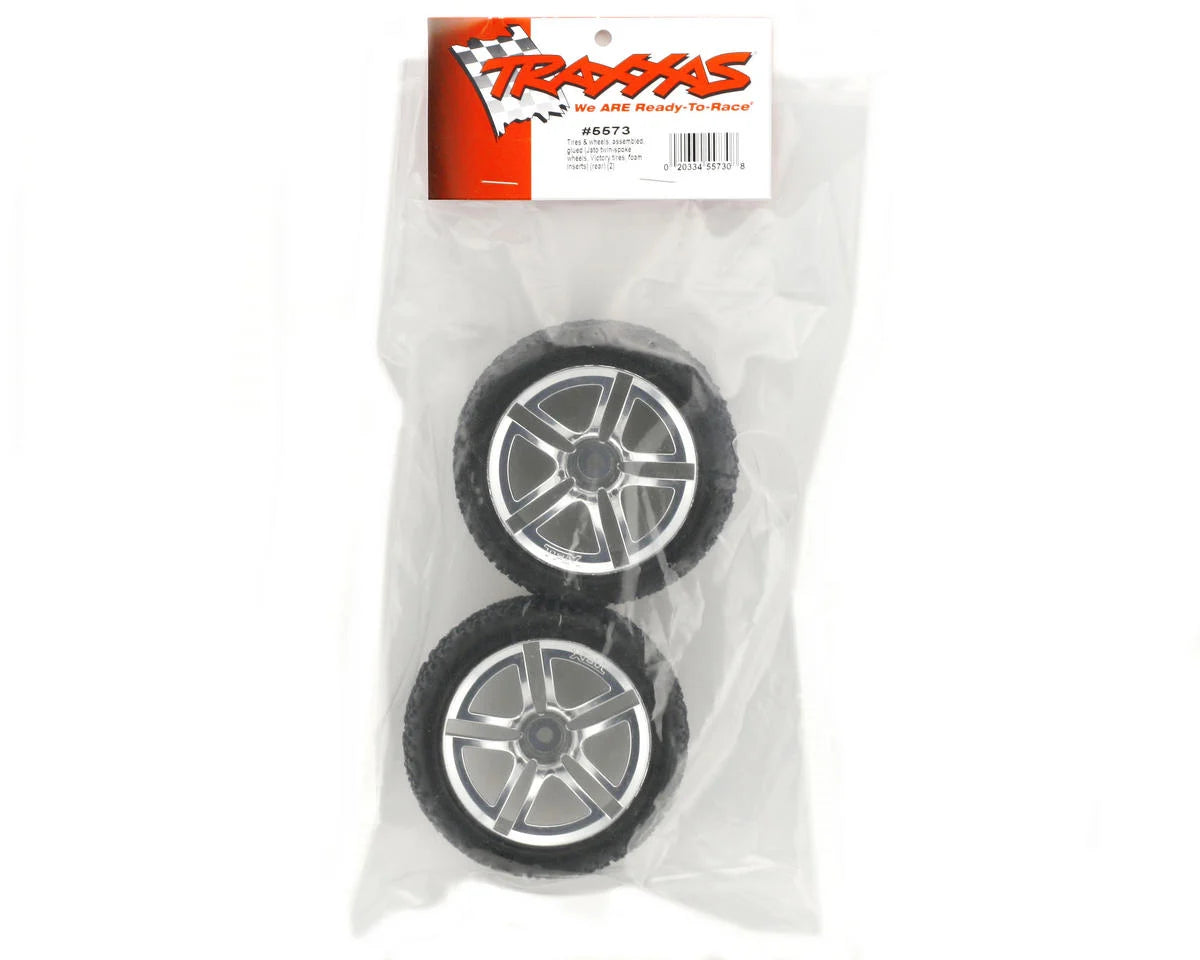 Traxxas - Tires & wheels, assembled, glued (Jato® twin-spoke wheels, Victory tires, foam inserts) (rear) (2)