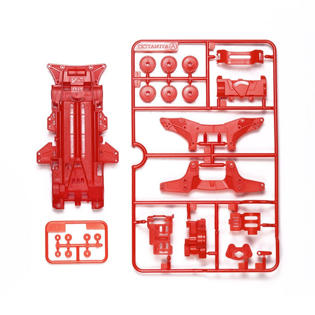 Tamiya - Jr Mini 4Wd Vz Chassis Set (Red) En Existencia