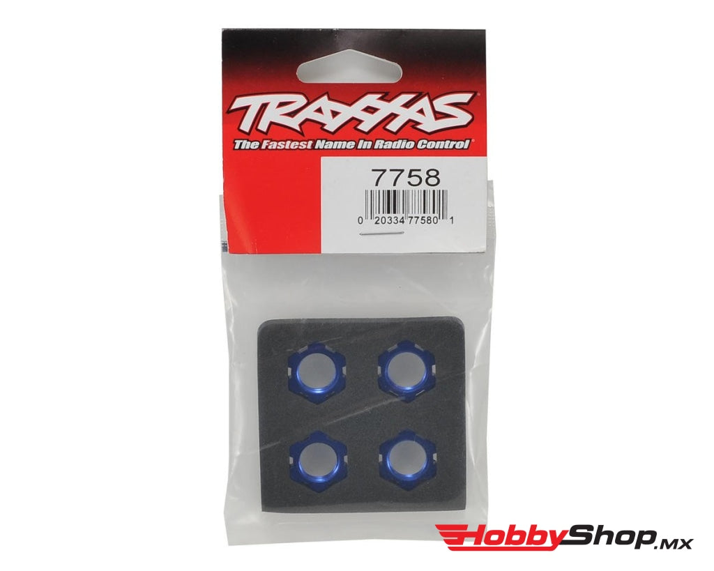 Traxxas - Tuercas De Rueda Rasuradas 17Mm Dentadas (Anodizado Azul) (4) En Existencia