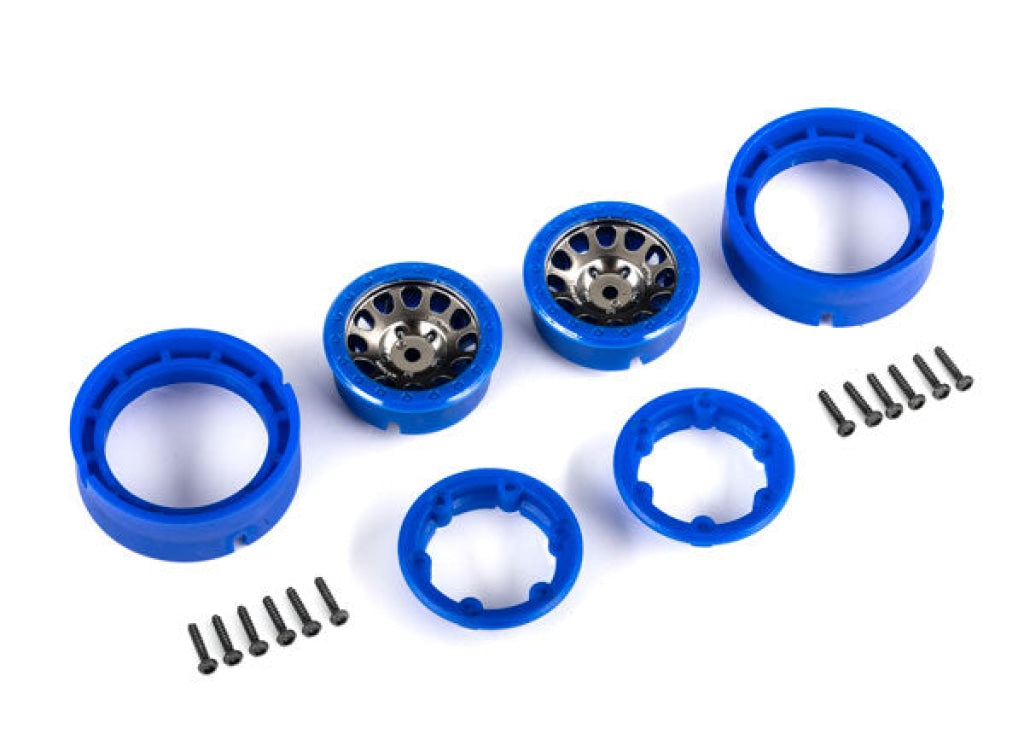 Traxxas - Wheels 1.0 Method Race Wheels® 105 Beadlock (Satin Black Chrome With Blue Beadlock) (2) En